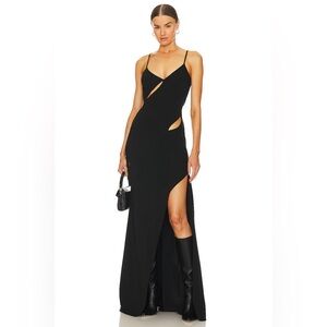Monse black slash slipdress gown